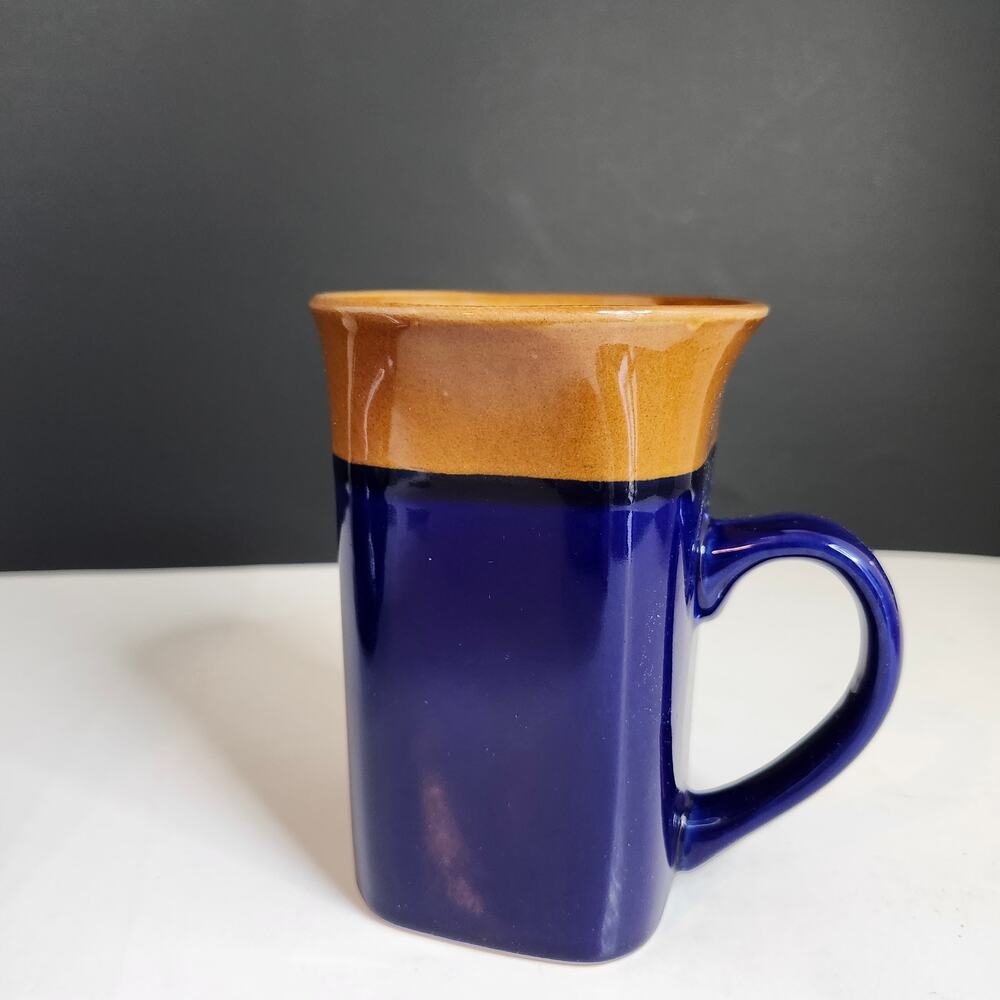 Royal Norfolk Cobalt Blue Stoneware Mug Coffee Cup 12 oz Cottage Core Art Deco